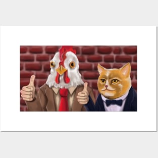 Fishy Business: Chicken and Cat Posters and Art